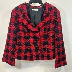 Coldwater Creek women’s 14P Red and Black Checkered Blazer